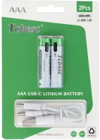 Tcbest 180 MAH usb-c csatlakozóval és töltőkábellel (2db) kép