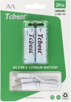 Tcbest 650 MAH usb-c csatlakozóval és töltőkábellel (2db) kép