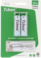 Tcbest 950 MAH usb-c csatlakozóval és töltőkábellel (2db) kép