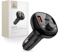 Tech-protect 2XUSB-A-UCB-C Cc06 bluetooth fm transmitter / autós töltő, 2xusb-a-ucb-c, pd, 70w, fekete kép