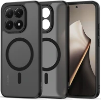 Tech-protect FD5906302334728 magmat magsafe kompatibilis áttetsző műanyag hátlap tok, fekete szilikon kép