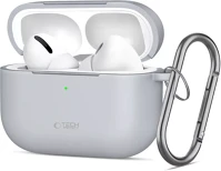 Tech-protect SP111942 Airpods pro 3 szilikon tok, karabinerrel, szürke kép