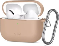 Tech-protect SP111943 Airpods pro 3 szilikon tok, karabinerrel, barna (caffe latte) kép