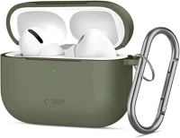 Tech-protect SP111944 Airpods pro 3 szilikon tok, karabinerrel, sötétzöld kép