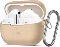 Tech-protect SP111965 samsung galaxy buds 3 / 3 fe / 3 pro szilikon tok, karabinerrel, barna (caffe kép