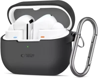 Tech-protect SP111967 Samsung galaxy buds 3 / 3 fe / 3 pro szilikon tok, karabinerrel, fekete kép