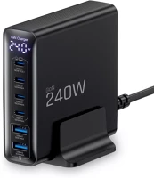 Tech-protect SP114548 dc240w 6 portos asztali töltő adapter, usb-c-usb-a, gan, pd, qc3.0, 240w kép