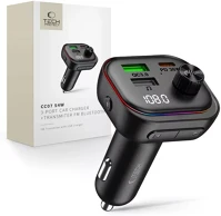 Tech-protect SP115329 Cc07 bluetooth fm transmitter / autós töltő, usb-a-ucb-c, pd, 54w, fekete kép