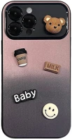 Teddy bear TS15711 Apple iphone 13, szilikon tok, színátmenetes, 3d maci, kávé, smile minta kép