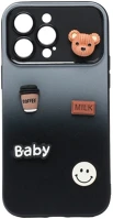 Teddy bear TS15720 Apple iphone 15 pro, szilikon tok, színátmenetes, 3d maci, kávé, smile kép