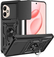 Honor 400 5GTELEFONTOK camshield - fekete szilikon tok, kitámasztó ujjgyűrűvel, csúsztatható kép