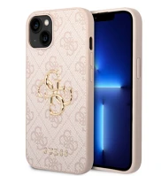 Guess BA3666339171582 Iphone 15 telefontok - guess big metal logo - pink hátlap tok kép