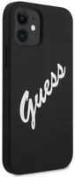 Guess BA3700740495278 Iphone 12 mini telefontok - guess silicone vintage script fekete szilikon tok kép