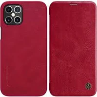 Nillkin BA6902048201668 Iphone 12 pro max telefontok - nillkin qin kihajtható bőr tok piros kép