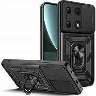 Xiaomi FD5906203691791-2 Xiaomi poco m6 pro telefontok - camshield - fekete szilikon tok, kitámasztó kép