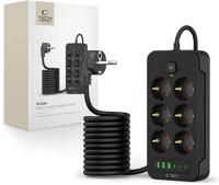 Univerzális FD5906302310586 Hálózati töltő: tech- protect pc6x6 - 3 usb / 3 type-c / 6 dugalj kép