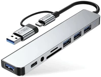 Protect FD5906302360550 Tech- protect hb06 hub - 8in1 porttal, type-c / 2x usb / sd-tf / jack szürke kép