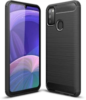 Samsung FD5906735417647 Samsung galaxy a21s telefontok - carbon fiber fekete szilikon tok kép
