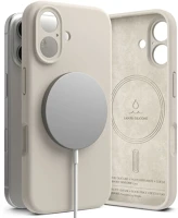 Ringke FD8800274960596 Telefontok iphone 16 - ringke silicone magnetic magsafe bézs hátlap tok kép