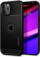 Spigen FD8809710756489 Iphone 12 telefontok - spigen rugged armor fekete tok kép