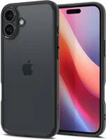 Spigen FD8809971230964 Telefontok iphone 16 - spigen ultra hybrid - átlátszó/fekete szilikon tok kép