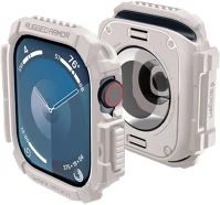 Spigen FD8809971234443 Apple watch 10 (46 mm) okosóra tok - spigen rugged armor bézs szilikon tok kép