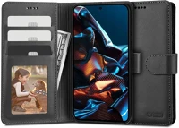 Xiaomi FD9490713932902 Xiaomi redmi note 12 5g telefontok - fekete ráhajtófüles bőr könyvtok kép