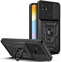 Xiaomi FD9589046922367 Xiaomi redmi 10c telefontok - camshield - fekete szilikon tok, kitámasztó kép