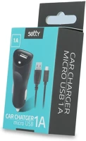 Setty GL5900495587138 Autós töltő setty fekete szivartöltőfej 1a + fekete micro usb kábel kép