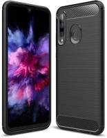Huawei HU54562 Huawei p smart plus 2019 telefontok - carbon fiber szilikon hátlap - fekete kép