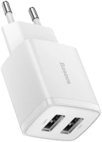 Baseus HU6932172606916 Baseus compact telefon töltő - 2usb portos fehér hálózati töltőfej, 10 kép