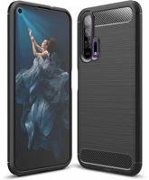 Huawei HU7426825373373-1 Honor 20 / huawei nova 5t telefontok - carbon fiber fekete szilikon tok kép