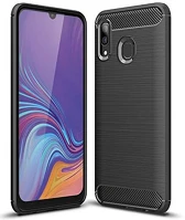 Samsung PT5903396000409 Samsung galaxy a40 telefontok - carbon fiber fekete szilikon tok kép