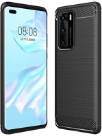 Huawei PT5903396053627 Huawei p40 telefontok - carbon fiber fekete szilikon tok kép
