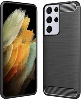 Samsung PT5903396090998 Samsung galaxy s21 ultra telefontok - forcell carbon fekete szilikon tok kép