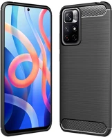 Xiaomi PT5903396141041 Xiaomi poco m4 pro 5g telefontok - carbon fiber fekete szilikon tok kép