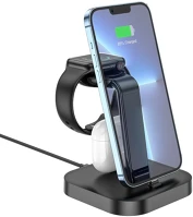 Apple PT6931474784742 Hoco graceful cw43 telefon töltő - 3in1 fekete töltőpad - apple telefon kép