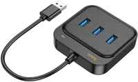 Hoco PT6931474798985 Hoco hb35 hub adapter - 4in1 porttal, 3 x usb / rj45, fekete adapter 20 cm kép