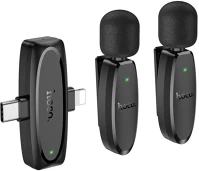 Hoco PT6942007638623 Hoco l15 - 2db vezeték nélküli csíptethető mikrofon + lightning / type-c kép