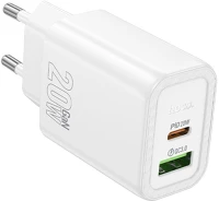 Hoco PT6942007648684 Hoco n61 - usb / type-c (usb-c) portos fehér hálózati gyors töltőfej, 20w kép