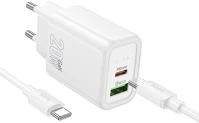 Hoco PT6942007648721 Hoco n61 - usb / type-c (usb-c) portos fehér hálózati gyors töltőfej kép