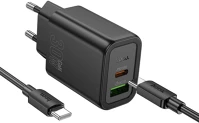 Hoco PT6942007648837 Hoco n63 - usb / type-c (usb-c) portos fekete hálózati gyors töltőfej kép
