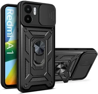 Xiaomi TF5900495063656-2 Xiaomi redmi a2 telefontok - camshield - fekete szilikon tok, kitámasztó kép