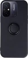 Forcell TF5900495170668 Xiaomi redmi 12c telefontok - forcell silicone ring fekete tok kitámasztóval kép