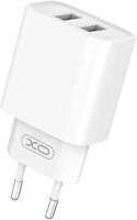 Xo TF6920680808304 Töltő: xo - 2xusb portos fehér hálózati töltőfej 10w + usb / type-c kép