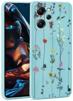 Xiaomi 131259 Xiaomi poco x5 pro 5g, szilikon tok, virágoskert minta, tp mood, kék kép