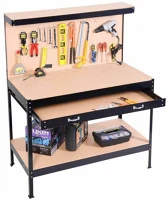 Tokshop HOP1000828-1 Munkapad, garázsba, műhelybe, mdf lap, fiókos, polcos, akasztós, 120 x 60 kép