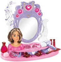 Játék HOP1001617 Játék fésülködő asztal, babafejjel, rózsaszín/lila kép