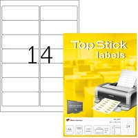 Topstick 100 ÍV 1400 Etikett címke 99.1x38.1 mm szegéllyel 100 ív 1400 db/doboz kép
