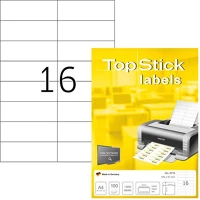 Topstick 100 ÍV 1600 Etikett címke  105x37 mm szegély nélküli 100 ív 1600 db/doboz kép